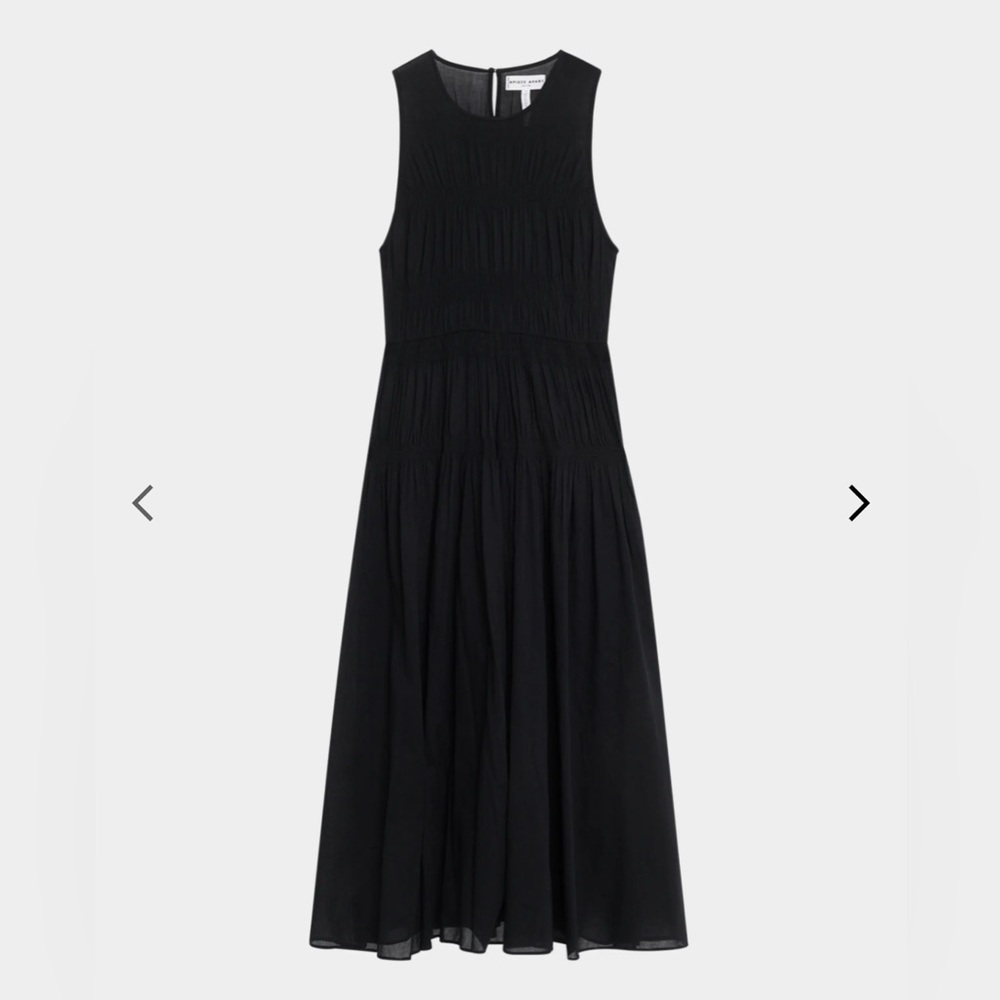 Fabiana Shirred Organic Cotton Voile Maxi Dress - Black, XS